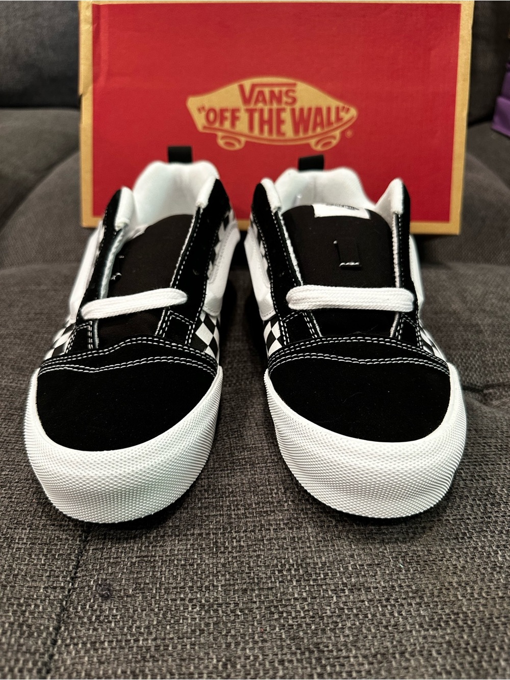 Vans Black & White Checkerboard Skate Sneakers Boys Size 5.5